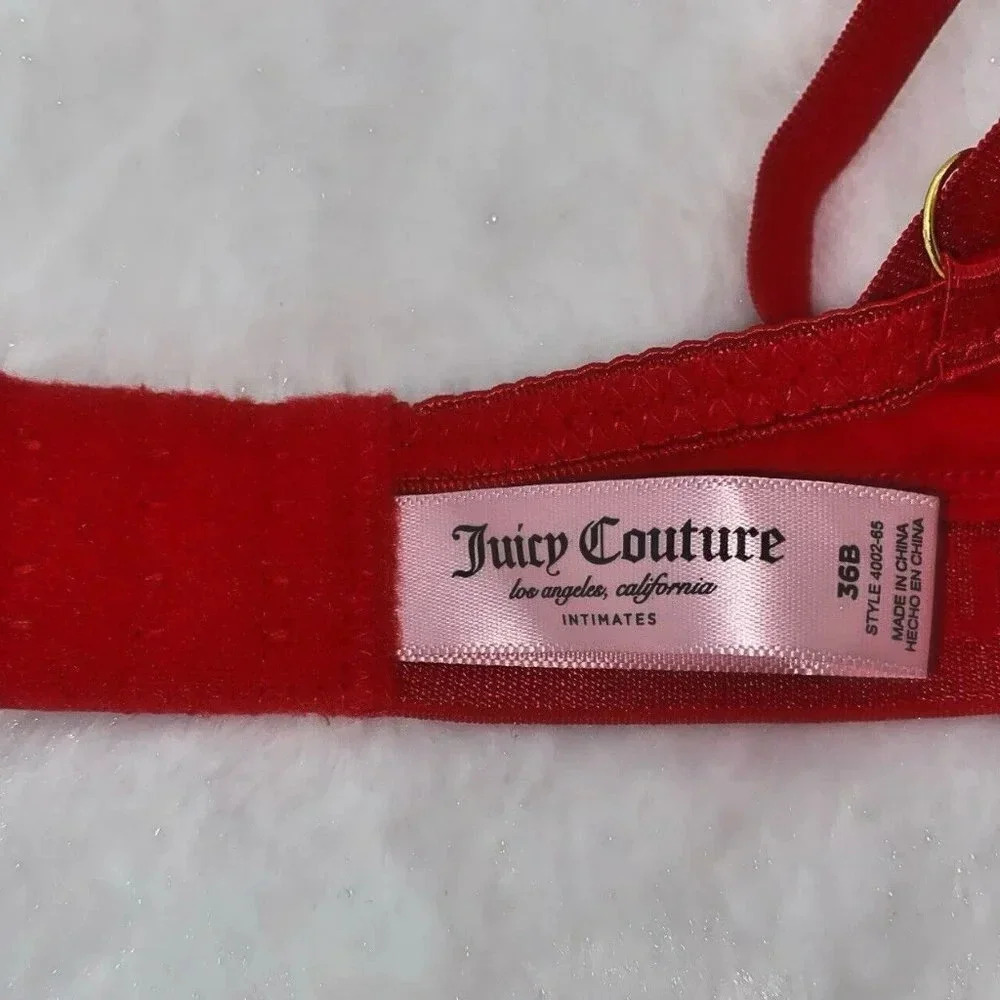 Juicy Couture Sexy Red PushUp Bra size 36B & Cute Cat Lingerie Laundry Bag New - Picture 5 of 7